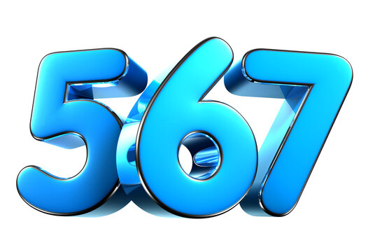 Blue number 567 3d illustration. Advertising signs. Product design. Product sales