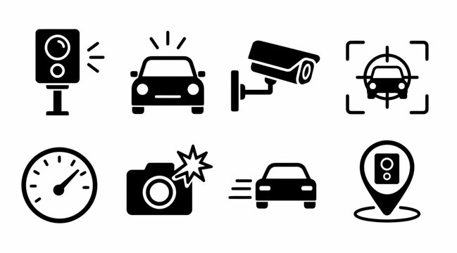 Traffic surveillance and speed camera icons.