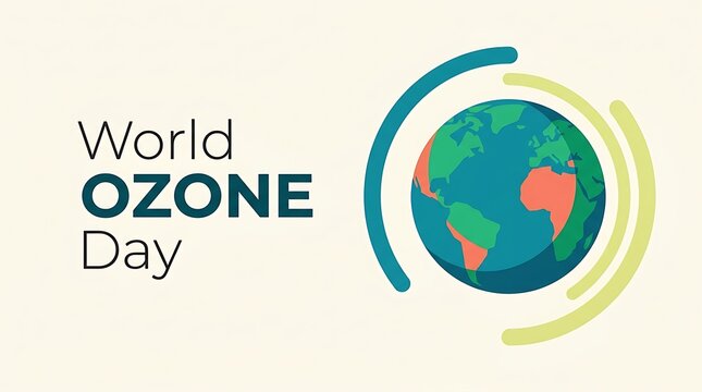 World ozone day logo with earth and ozone layer illustration
