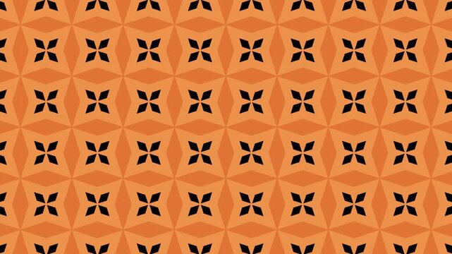 Abstract orange arabesque diagonal pattern background with a seamless loop