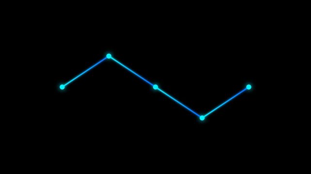 Glowing blue line connecting dots on black background forming a digital network pattern.