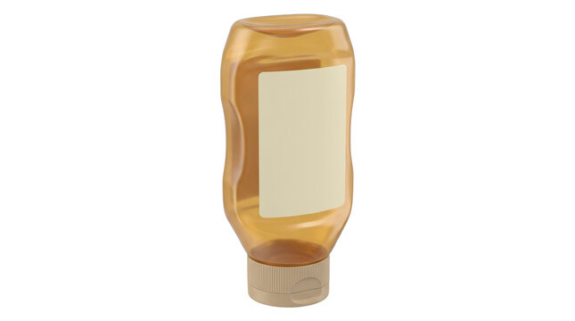 Amber squeeze bottle with blank label isolated on transparent background png