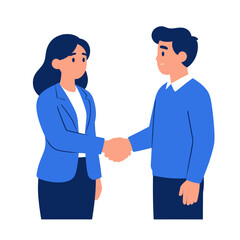 Fototapeta premium Professional Businesswoman and Businessman Shaking Hands in a Successful Partnership Agreement, Two Young Diverse Professionals Meeting in a Modern Office Setting for a Corporate Deal