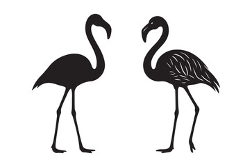 Fototapeta premium two flamingo silhouettes on white background high quality