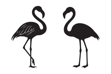 Fototapeta premium two flamingo silhouettes on white background high quality