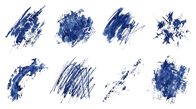 Blue carbon paper transfer strokes and tracing pressure marks collection