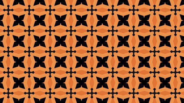 Orange and black geometric arabesque seamless loop backdrop