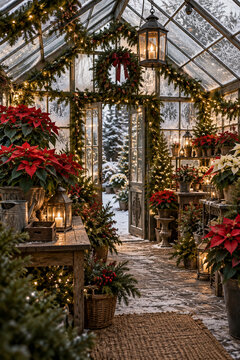 Snowy Christmas Greenhouse