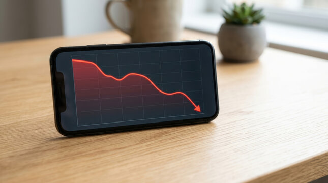 Smartphone financial chart decline credit report