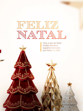 Cart&atilde;o de Feliz Natal Elegante Dourado Post Card Insta Template Banner