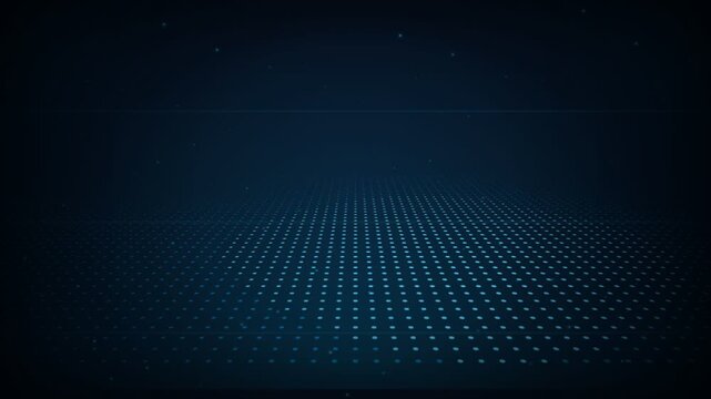Abstract Dark Blue LED Dot Matrix Grid Motion Graphic Background.