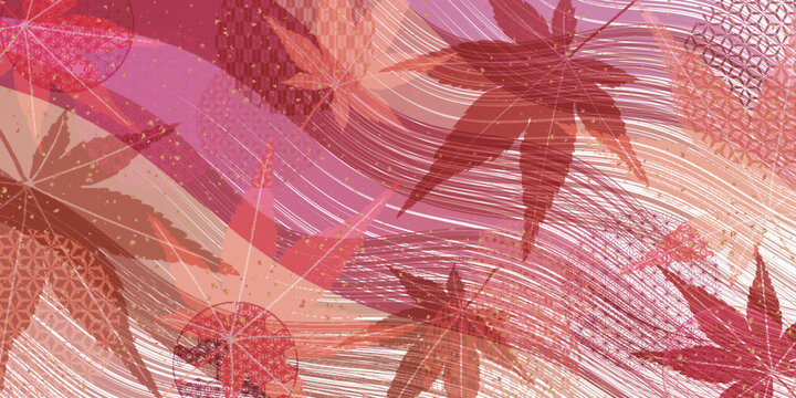 Elegant Japanese Maple Leaf Pattern Background Illustration