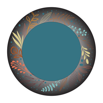 Circular frame of autumn leaves, isolated on a white background, vector illustration