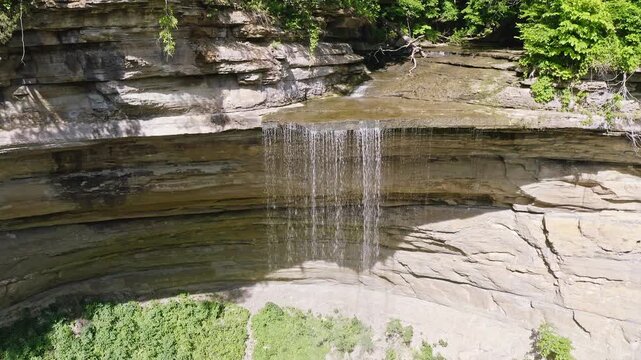 Tunnel Falls Waterfall and Limestone Gorge in Clifty Falls State Park Indiana