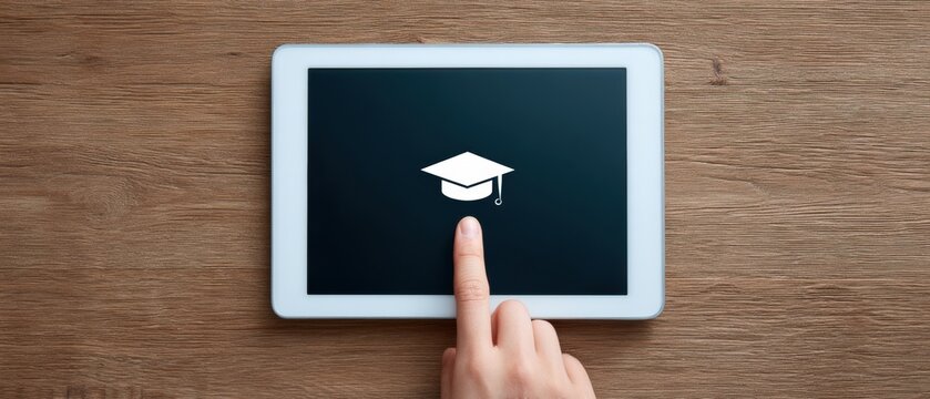 Student engaging with educational technology on a tablet symbolizing online learning and digital education innovation