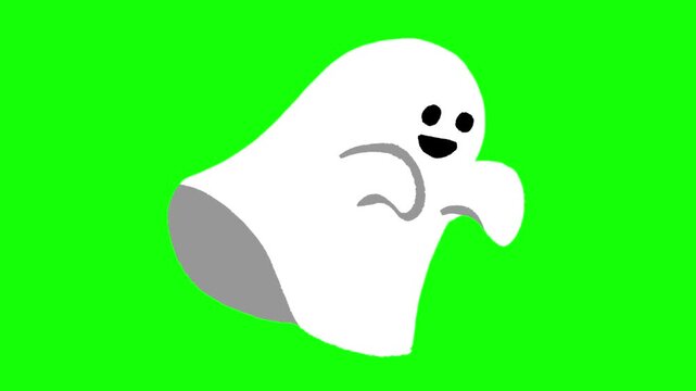 Cute Floating Ghost Halloween Animation, Chroma Key Video for Spooky and Playful Scenes