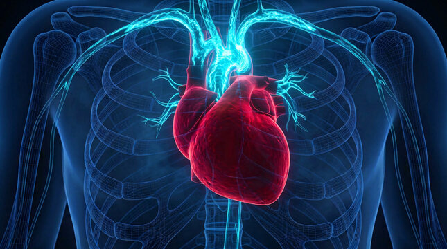 illustration of Hypertension High Blood Pressure Aorta Pressure Dynamics Mapping Human Heart