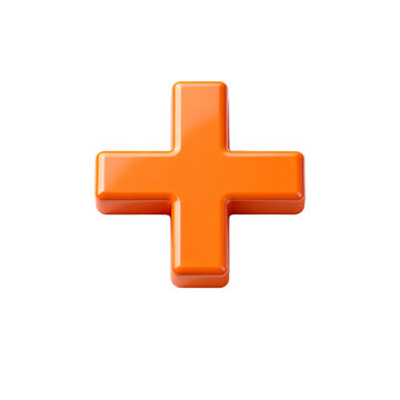 [Transparent Background PNG]Bright Orange Three Dimensional Plus Sign Icon On White Background