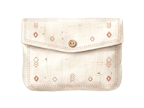 Premium small fabric wallet with decorative embroidery small purse fashion accessory beig purse button closure accessory design small bag personal item clutch bag white background embroidery