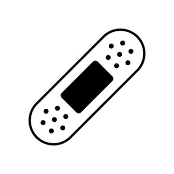 Black adhesive plaster icon for medical care