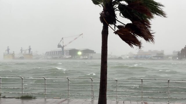 Rough Sea And Strong Wind Hit City Waterfront As Hurricane Nears
