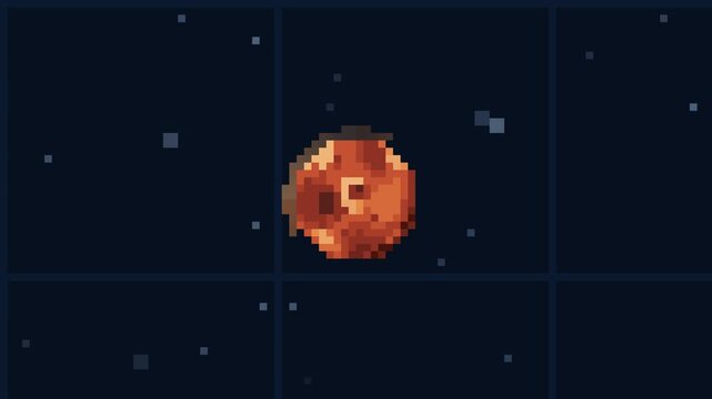 Pixel art mars planet repeating pattern in deep space