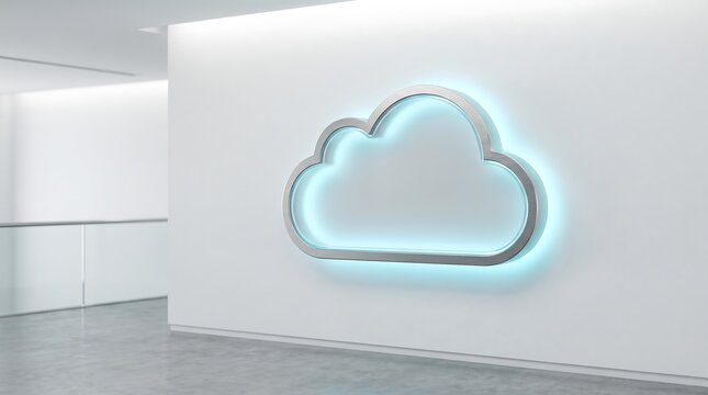 Modern cloud computing office wall logo concept illustration