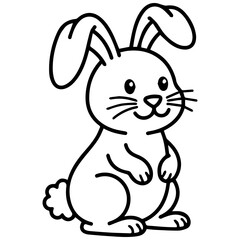 Cute cartoon rabbit outline icon for easter and spring season graphic designs with illustration, leporidae © Biplob