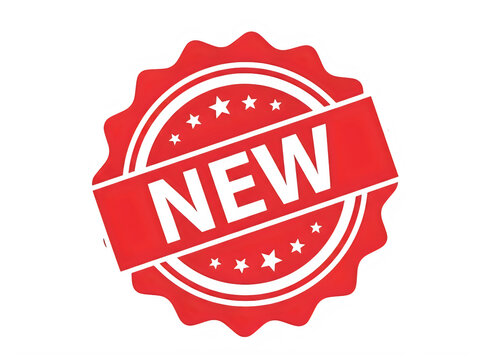 Red round new label sticker icon with text isolated on white background isolated on transparent background