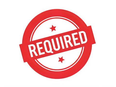 Red round required stamp sign icon with text isolated on transparent background