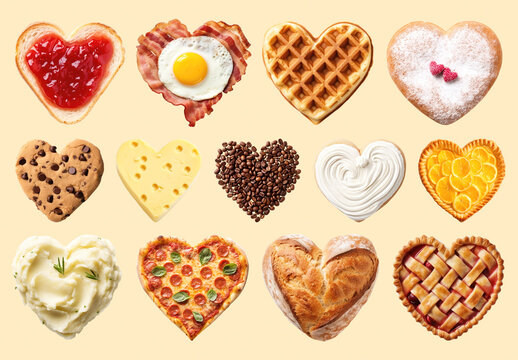 Heart Shaped Foods Variety Assortment Element Set