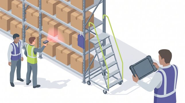 Isometric inventory cycle count with a handheld barcode scanner
