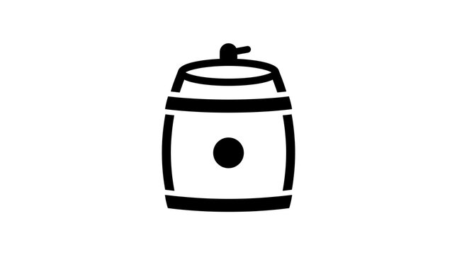 Minimalist Wooden Beer Barrel Icon Illustration