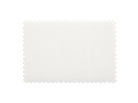 Blank postage stamp shape with jagged edges isolated on transparent background