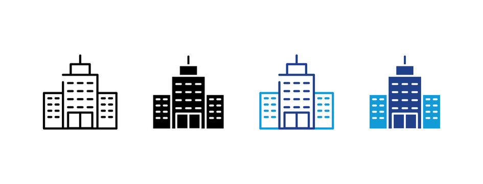 Business Center Skyscraper icon set multi style