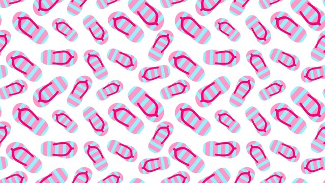 Flipflop seamless pattern background. Seamless summer fashion pattern. Colorful pair of beach flipflops background. Summer holiday seamless pattern with colorful flip-flop sandal