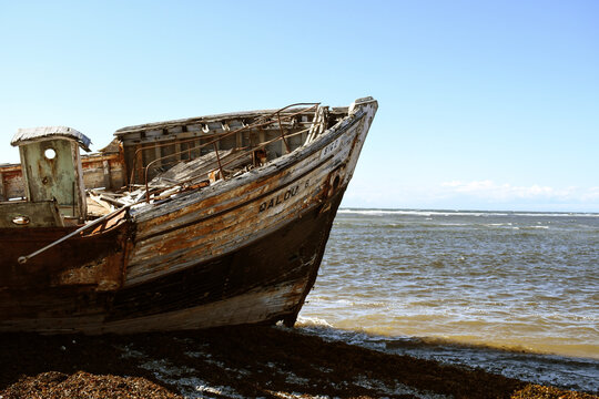 The "Calou" shipwreck, at Pointe-Ouest, on Anticosti Island, Quebec, Canada