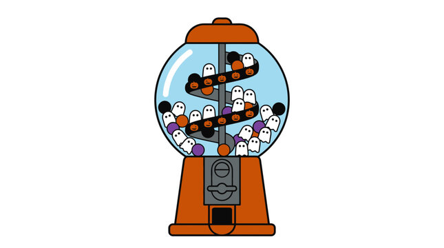 Gumball Machine Filled with Halloween Ghosts