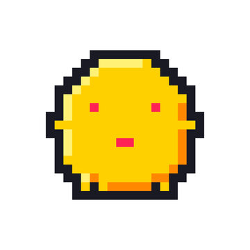 Yellow pixel art smiley face retro game avatar icon