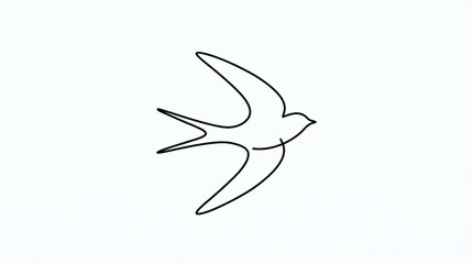 Fototapeta premium 091 91 Minimalist black line art of a flying swallow b Swallow bird li