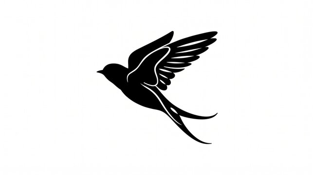 091 91 Minimalist black line art of a flying swallow b Flying swallow 
