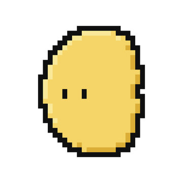 Yellow pixel art character icon isolated on white background
