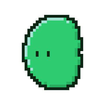 Green pixel art slime monster retro game character