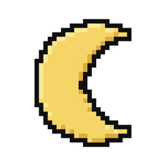 Yellow pixel crescent moon icon isolated on white background © ImageFlow 