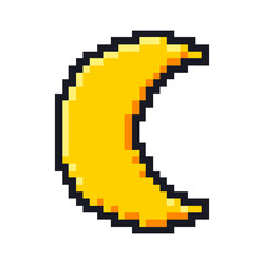 Pixelated yellow crescent moon symbol icon illustration © ImageFlow 
