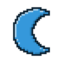 Blue pixel crescent moon retro game graphic symbol © ImageFlow 