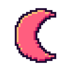 Pink retro pixel art crescent moon icon © ImageFlow 