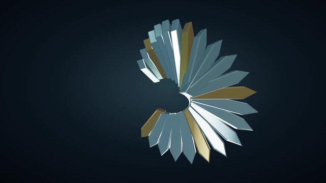 Blue and gold prismatic crown rotates clockwise against a dark blue background