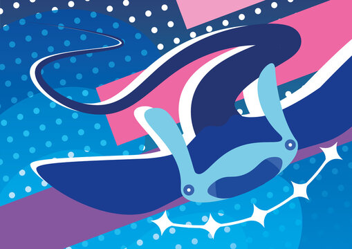 Colourful Manta Ray against a pop background