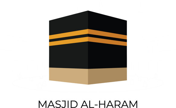 Kaaba in Mecca Islamic holy site illustration representing hajj pilgrimage and umrah isolated on white background